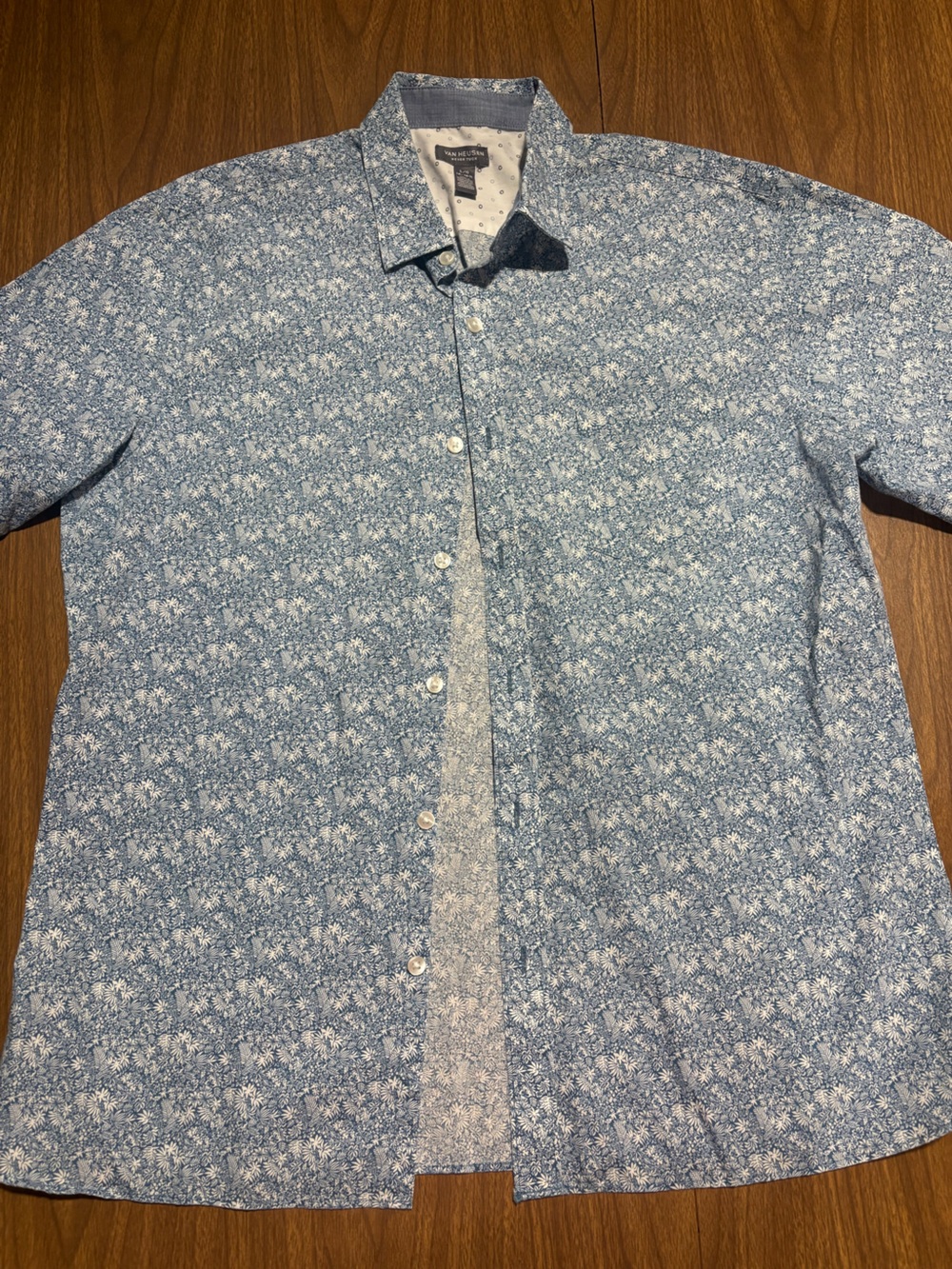 Van Heusen Light Blue Micro-Floral Button Down Shirt